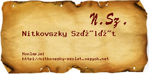 Nitkovszky Szólát névjegykártya